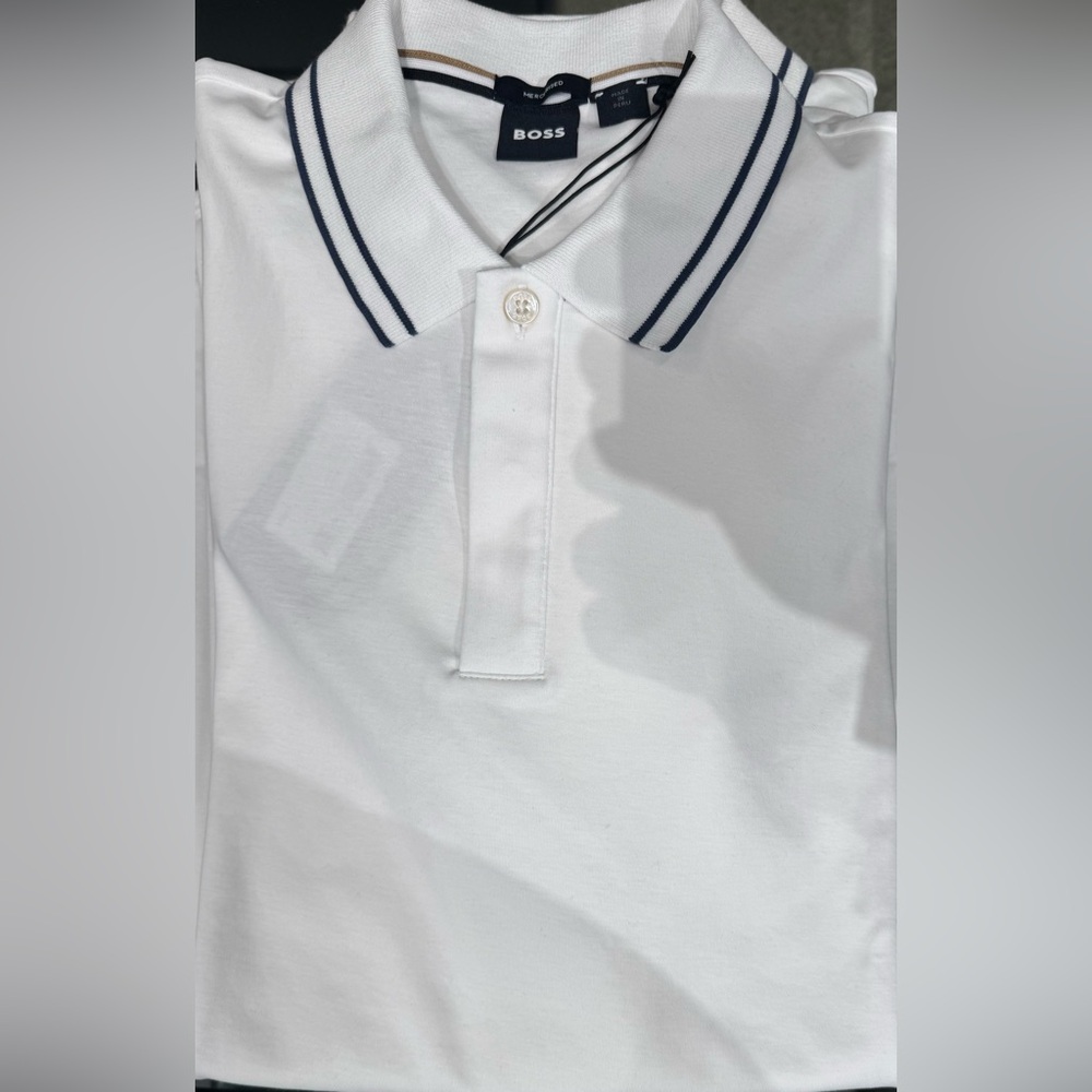 BOSS Polo White with Stripes, size XL, Brand New w/Tags, 100%Genuine BOSS, NWT
